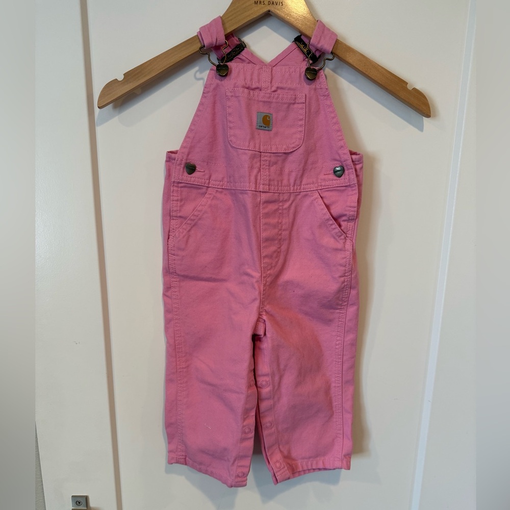 Carhartt overalls in pink, size 18 months